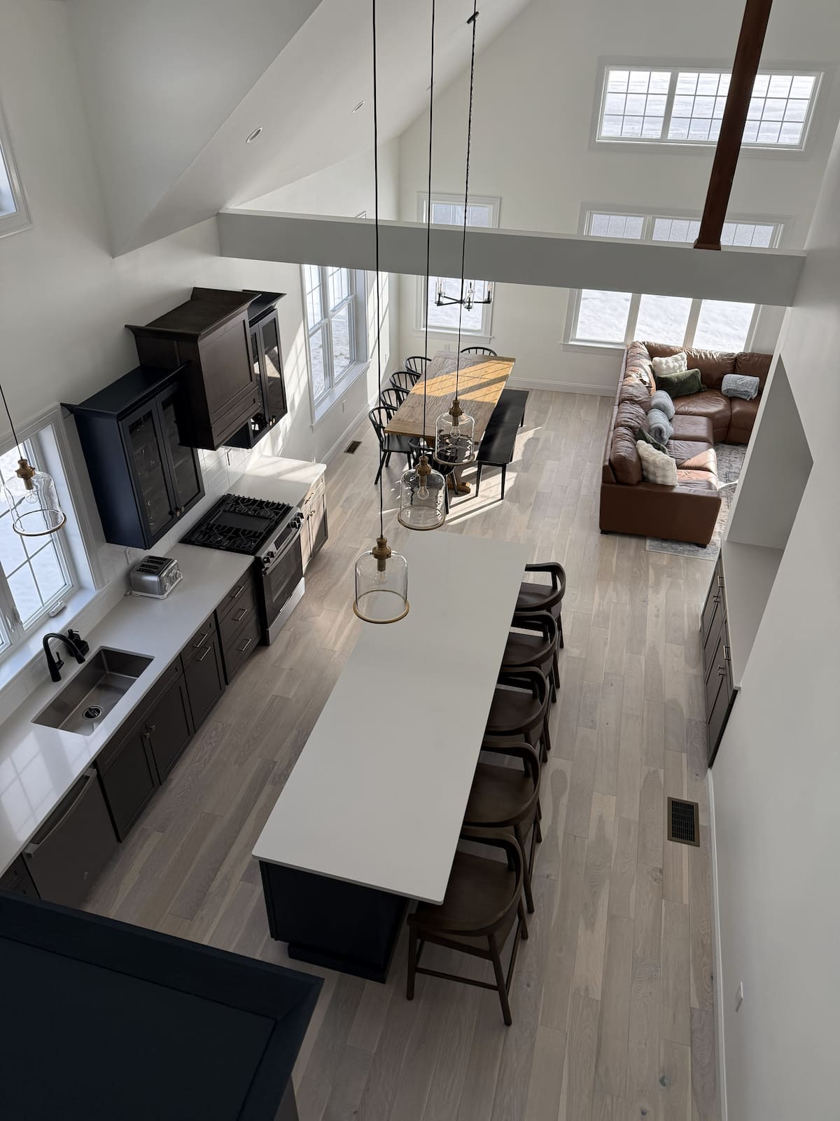 Open concept living area from above